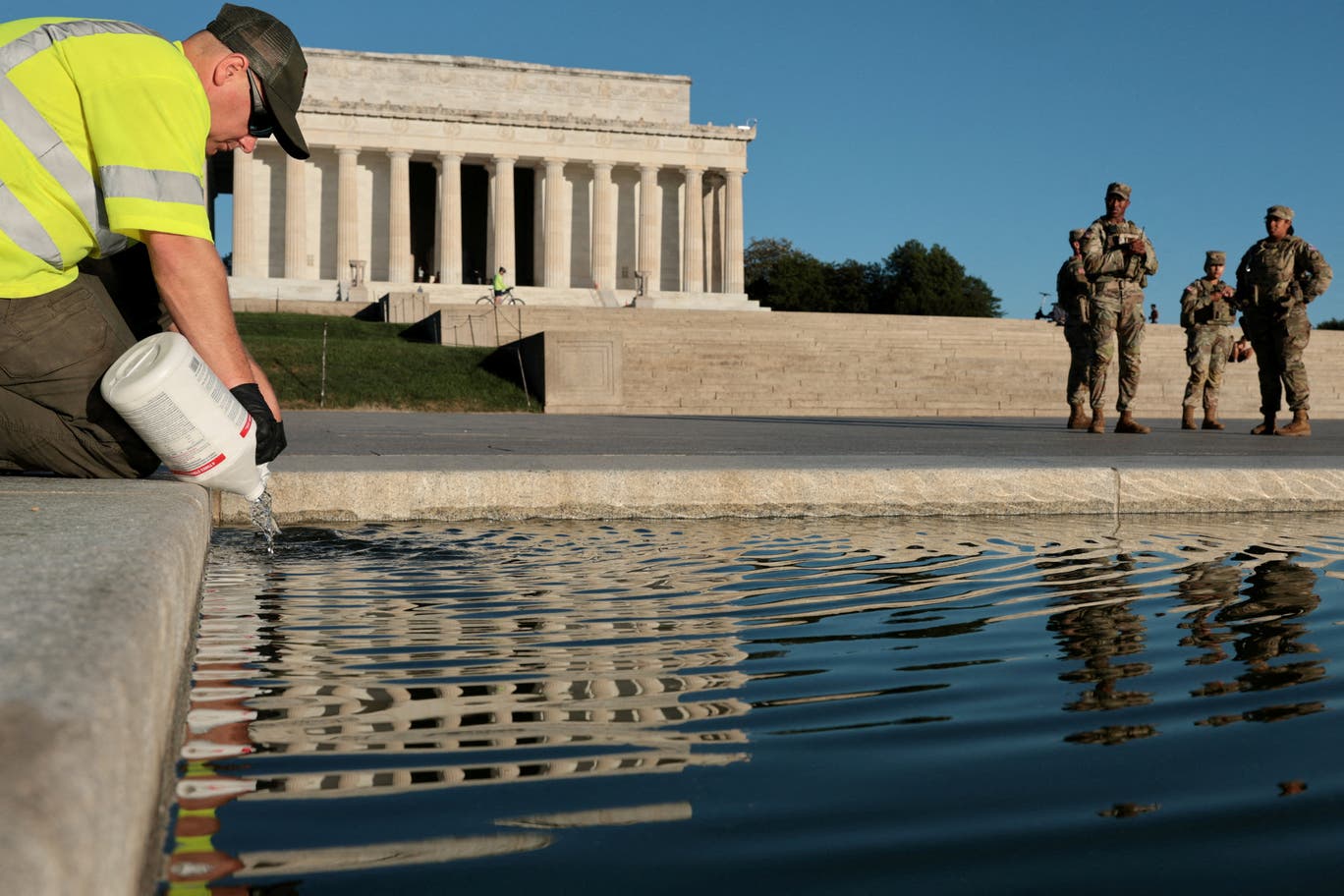 US begins stockpiling bleach in the reflecting pool in preparation of next pandemic